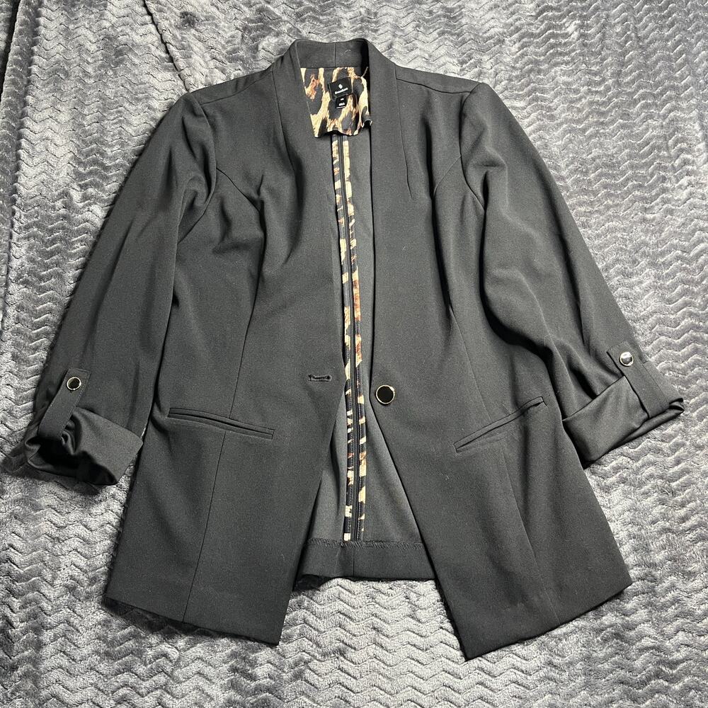 Dress Barn Blazer Women XS Black Single Button Single Breasted Collarless